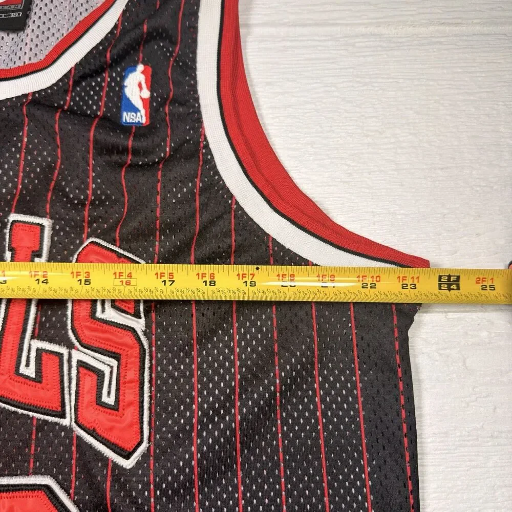 Nike Michael Jordan Bulls 23 Jersey Black Pinstripe Authentic 50 L Flight 8403